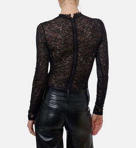 Alice and Olivia Lace-detail Long-sleeve Bodysuit, Model View