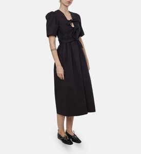 Ganni Bow-detail V-neck Midi Dress, Model View