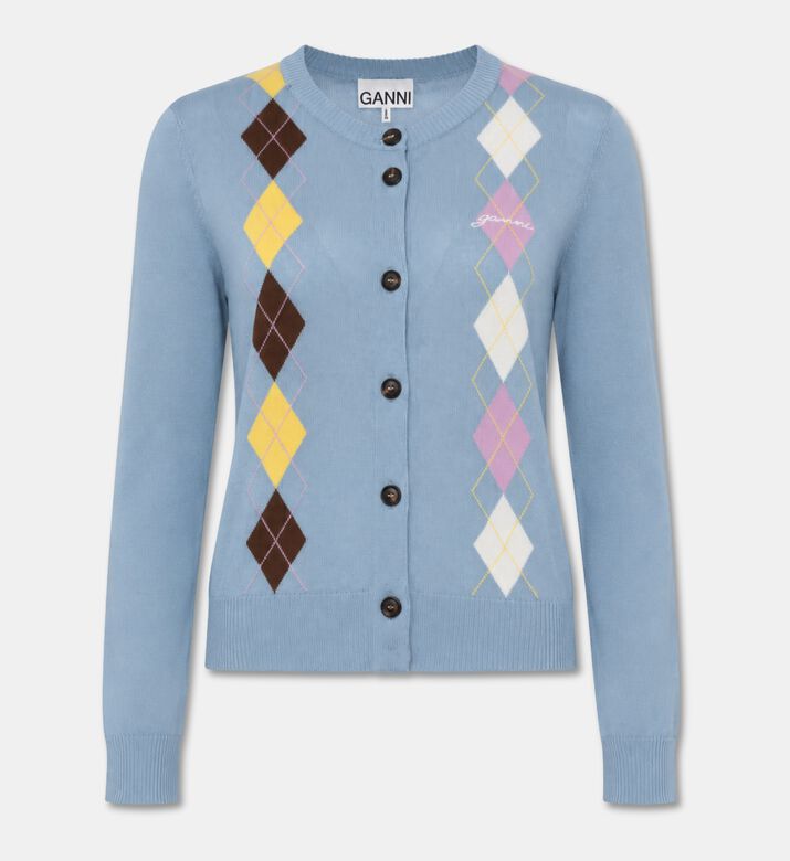 Ganni Card Argyle, Light-blue, M, Packshot View
