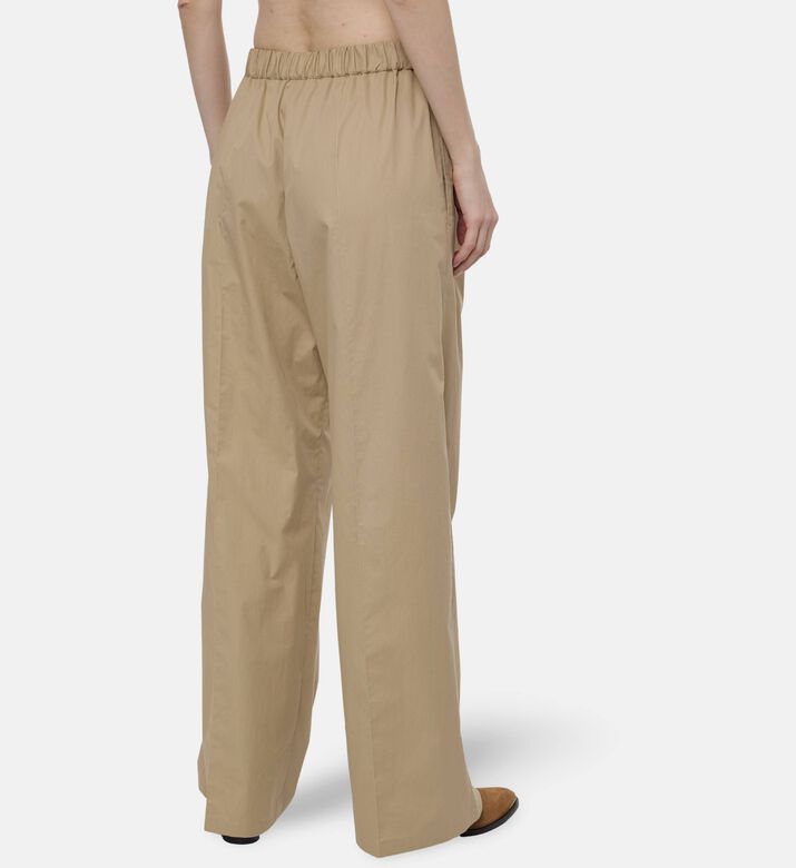Patou Elasticated-waist Wide-leg Pants, Beige, 36, Model View