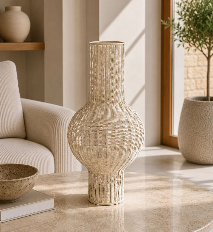 Light and Living Competa Textured Tall Vase, White, 29x63cm, Packshot View
