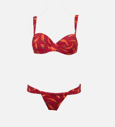 Chili-print Sweetheart Bikini Set