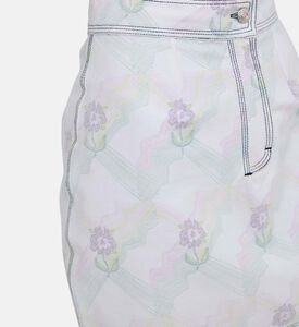 Floral Check Printed Denim Skirt