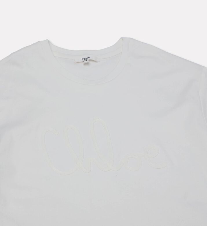 Chloe Logo-embroidery Short-sleeve T-shirt, Off-white, 8y, Packshot View