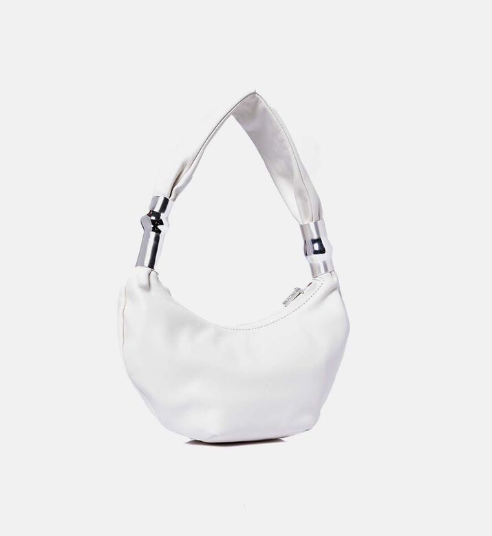 Cult Gaia Mealea Embellished Slouchy Crescent Shoulder Bag, White, Packshot View