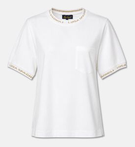 Luisa Spagnoli Logo-trim Crewneck T-shirt, White, M, Packshot View