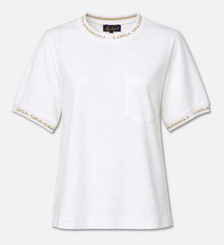 Luisa Spagnoli Logo-trim Crewneck T-shirt, White, M, Packshot View