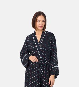 Contrasted Piping Side Slits Robe