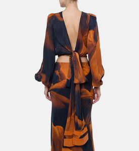 Niluu Floral-print V-neck Cropped Top, Model View