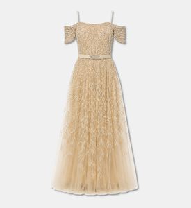 Suzy Matar Cold-shoulder Beaded Tulle Gown, Packshot View
