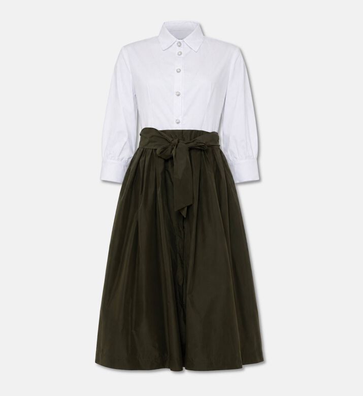 Weill Dual-fabric Belted Shirt Dress, Brown, Xl, Packshot View