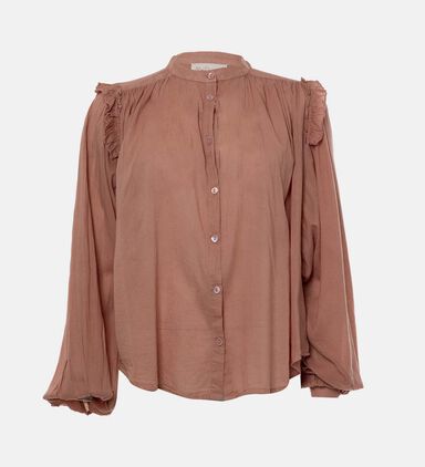Ruffle-shoulder Loose-fit Blouse