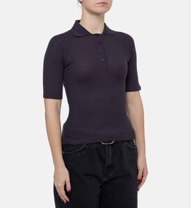 Samsoe Short-sleeve Button Placket Polo Shirt, Model View