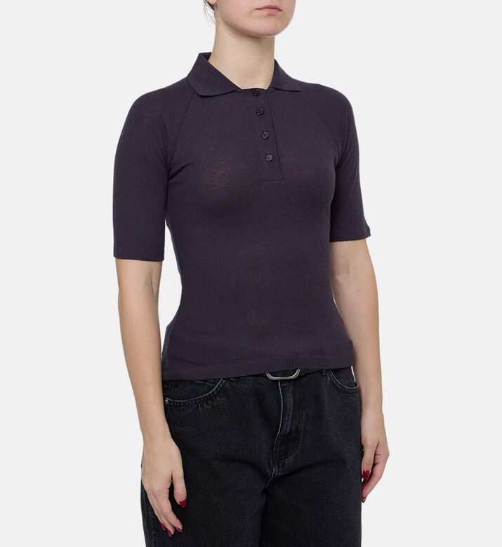 Samsoe Short-sleeve Button Placket Polo Shirt, Model View