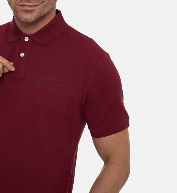 Hackett London Logo-embroidery Short-sleeve Polo Shirt, Burgundy, L, Model View