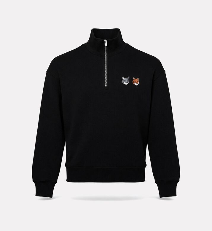 Maison Kitsune Dual Fox-embroidery Half-zip Sweatshirt, Packshot View