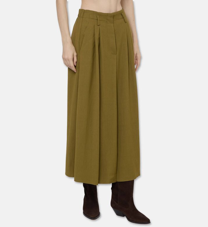 Forte-Forte High-waisted Flared Midi Skirt, Model View