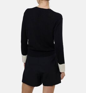 Edward Achour Paris Contrasting Cuffs Gold-toned Buttons Cardigan, Model View