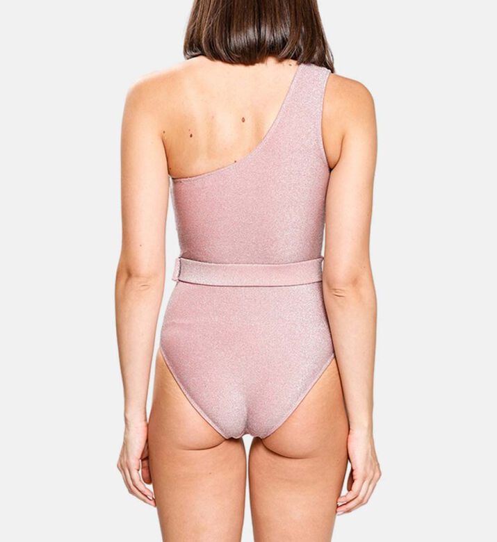 ملابس سباحة لامعة بكتف واحد