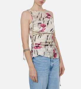 Ganni Floral-print Sleeveless Top, Model View