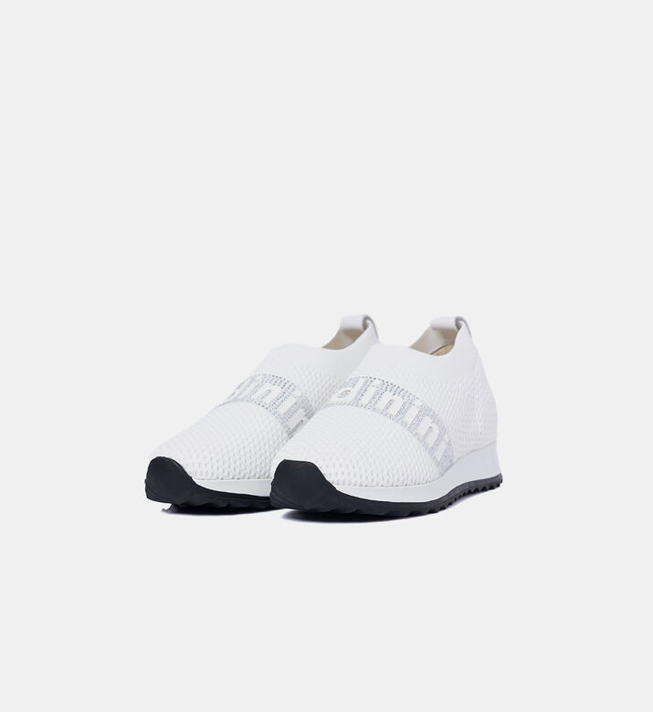 Baldinini Mesh Rhinestone-embellished Slip-ons, White, Eu-41, Packshot View