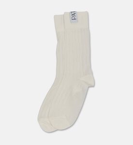 Patou Logo-detail Mid-calf Socks, White, Packshot View