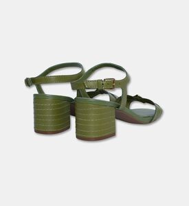 Arezzo Leather Mid-heel Sandals, Green, Eu-39, Packshot View