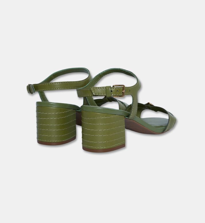 Arezzo Leather Mid-heel Sandals, Green, Eu-39, Packshot View