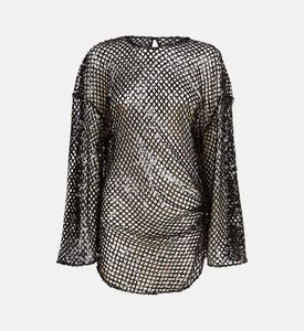 Sequin Mesh Long-sleeve Mini Dress Sequin Mesh Long-sleeve Mini Dress