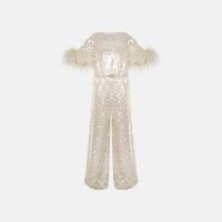 Sequined Ostrish Feathers Jumpsuit