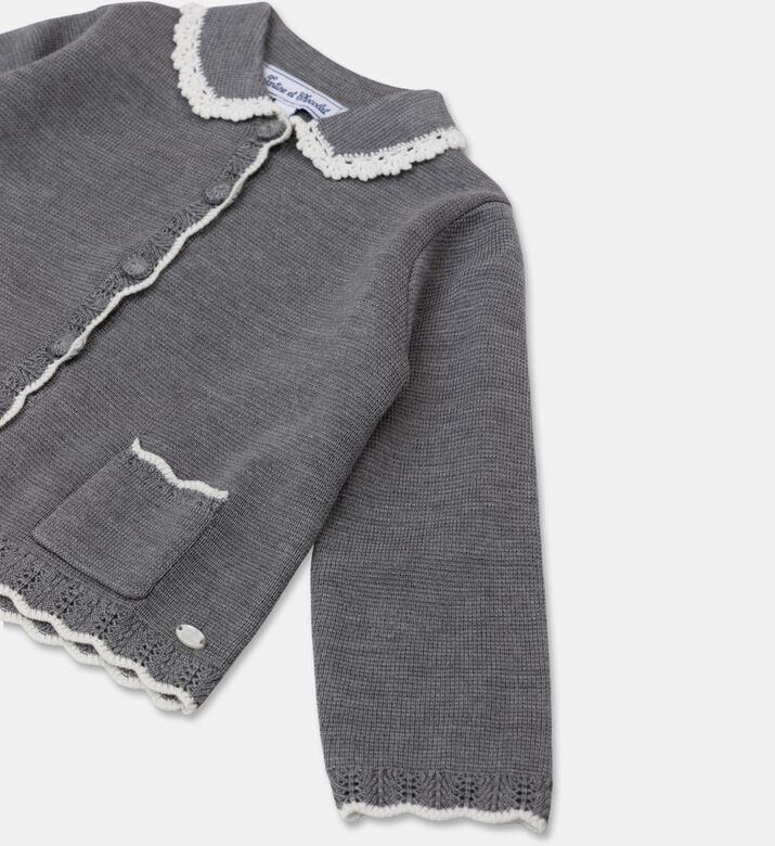 Tartine et Chocolat Lace Trim Long-sleeve Knit Cardigan, Packshot View