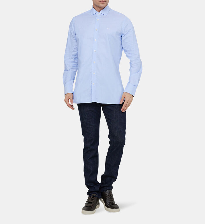 قميص بياقة بنسيج أساسي