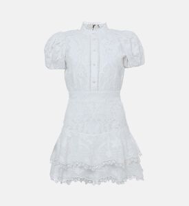 Embroidered Puffed Sleeves Mini Dress Embroidered Puffed Sleeves Mini Dress