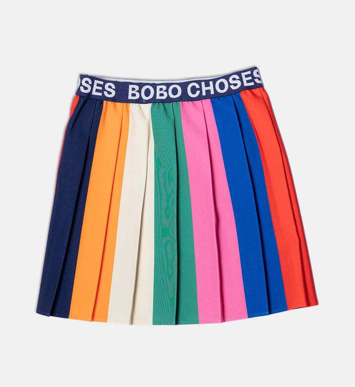 Bobo Choses Logo-print Elastic Waistband Colorful Stripes Pleated Skirt, Packshot View