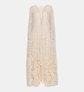 Cape -sleeve Crape Tulle Dress Cape -sleeve Crape Tulle Dress