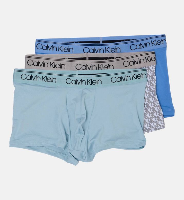 Calvin Klein Logo-print 3-pack Elastic Waistband Trunks, Blue, Xxl, Packshot View