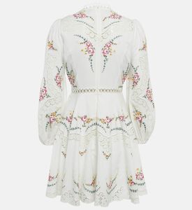 Zimmerman Zimmermann Embroidered Lace Trim Linen Mini Dress, Packshot View