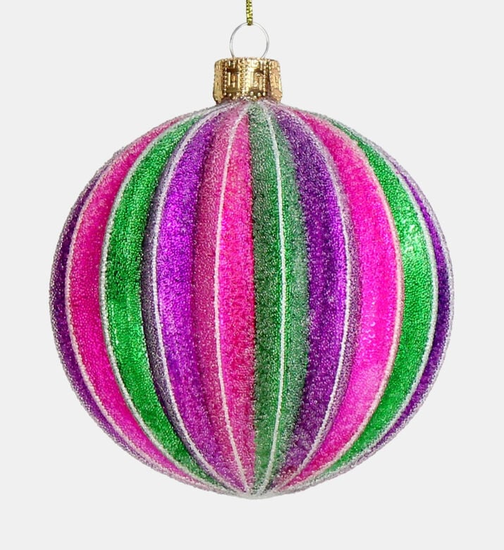 Multi Ornament Ball Stripes Glass - 11 Cm Multi Ornament Ball Stripes Glass - 11 Cm