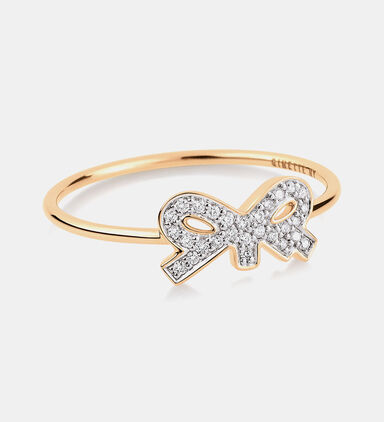 Tiny Bow Diamond Gold Ring 18k