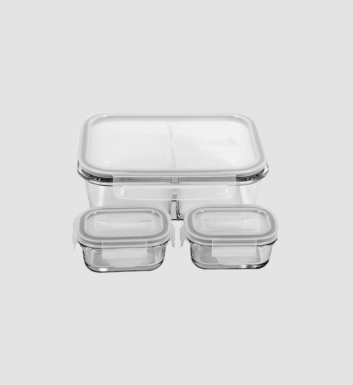 Home Deco and More Glass Divider Containers 3-piece Set, Packshot View