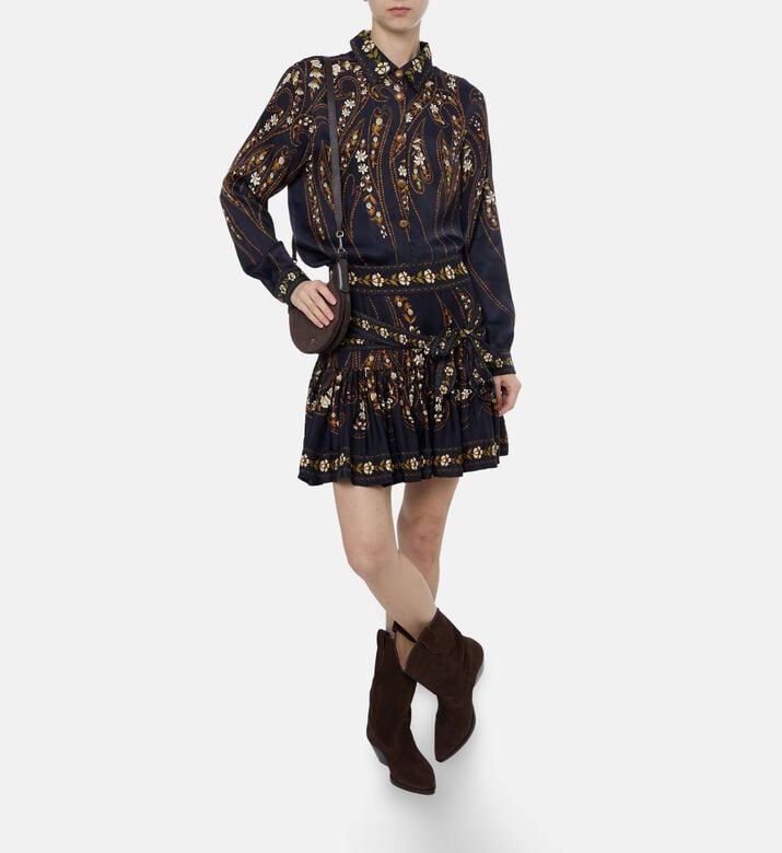 Farm Rio Pleated Floral-print Mini Skirt, Model View