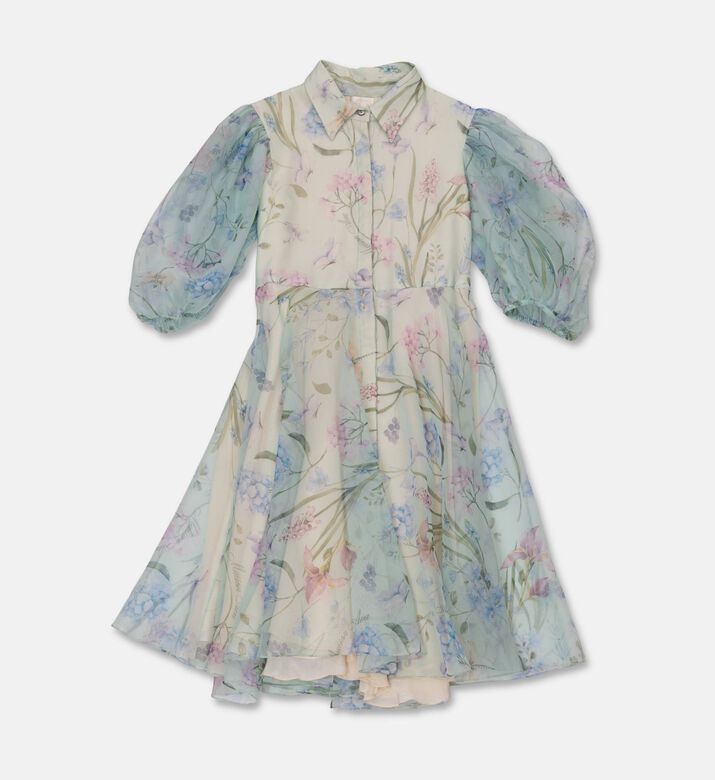 Maison Ava Naomi Puff Gathered Organza Sleeves Midi Dress, Packshot View
