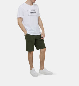 شورت برمودا منسوج كتان بطبعات مبكسلة