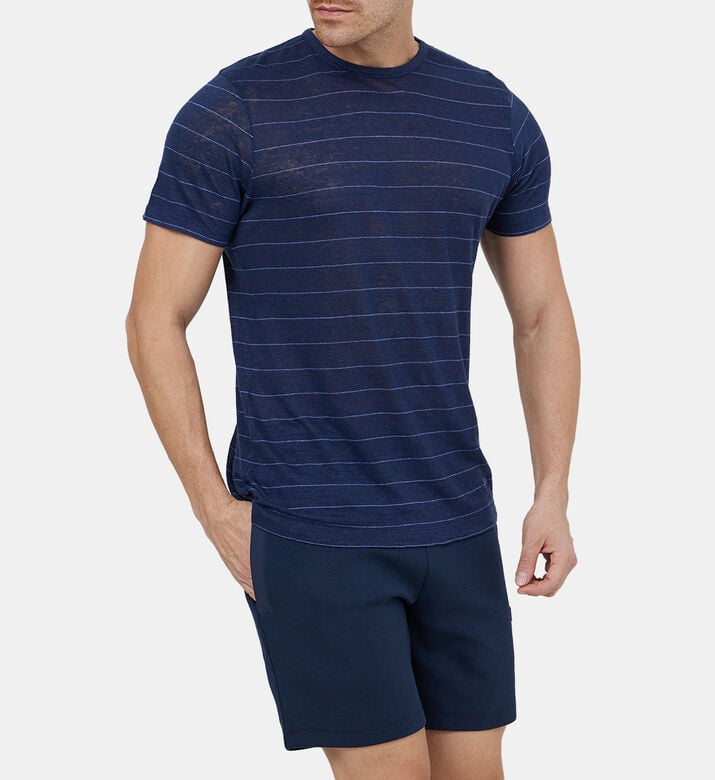 تيشيرت كتان مخطط بقصة كلاسيكية