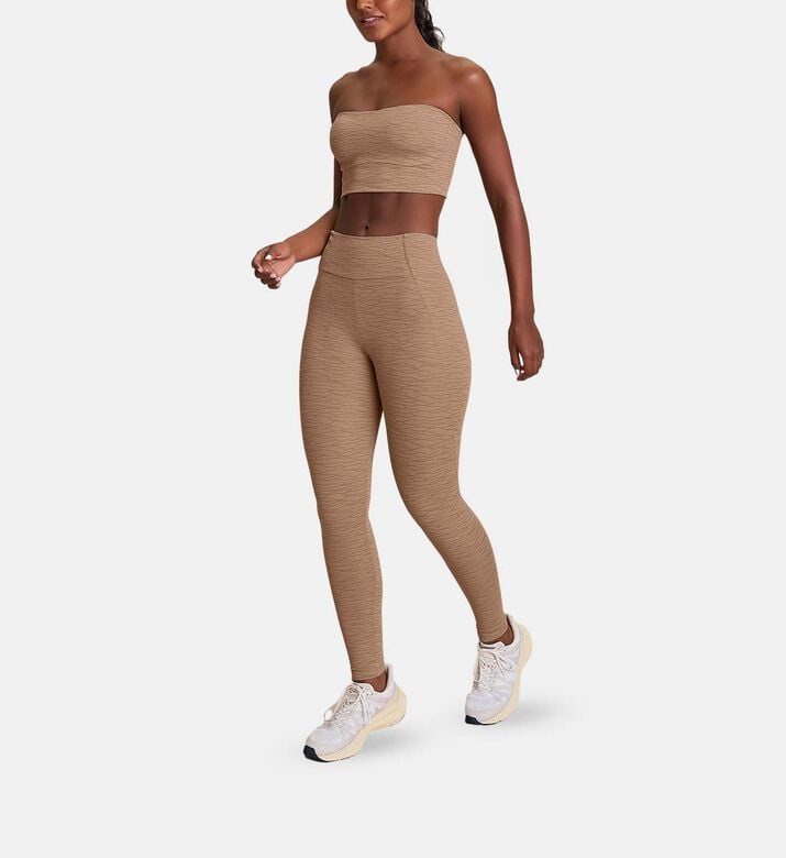 LIVE! Wavy-print High-waisted Leggings, Beige, L, Model View LIVE! Wavy-print High-waisted Leggings, Beige, L, Model View