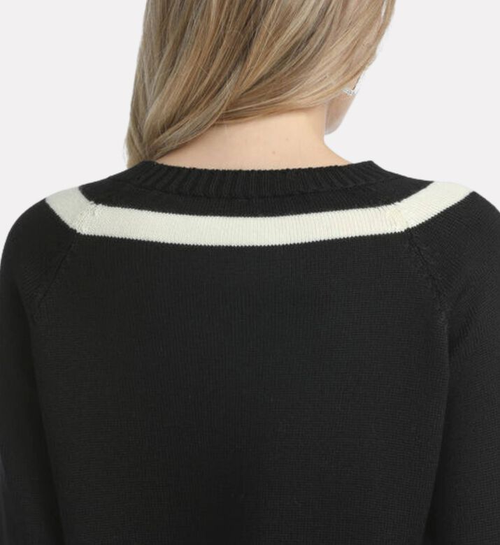 Luisa Spagnoli Malfa Intarsia Bow Boat-neck Pullover, Model View