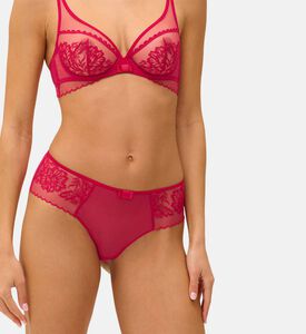 سروال داخلي شورت بخصر منخفض منسوج بدون خياطة بتطريز أزهار