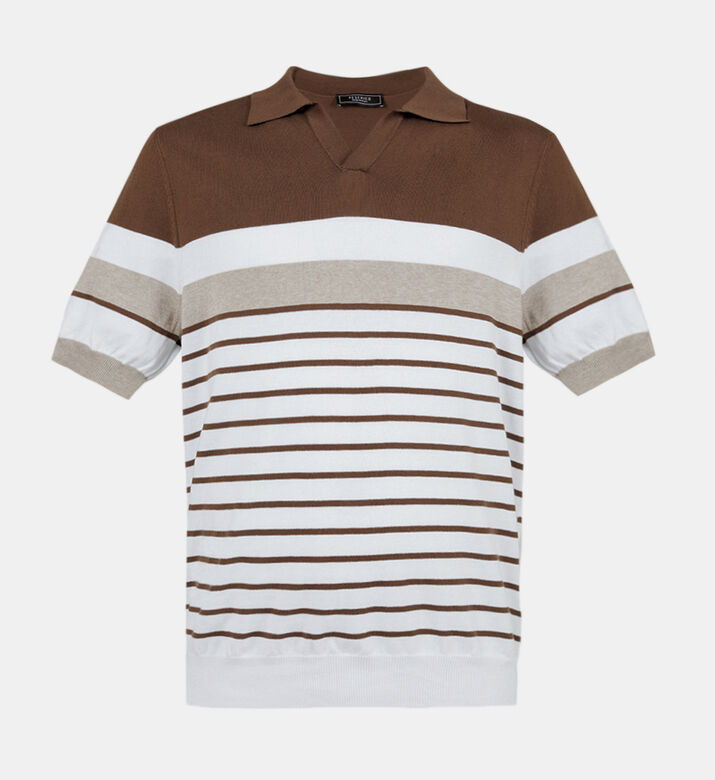 قميص بولو بخيوط قطن مقسم بألوان