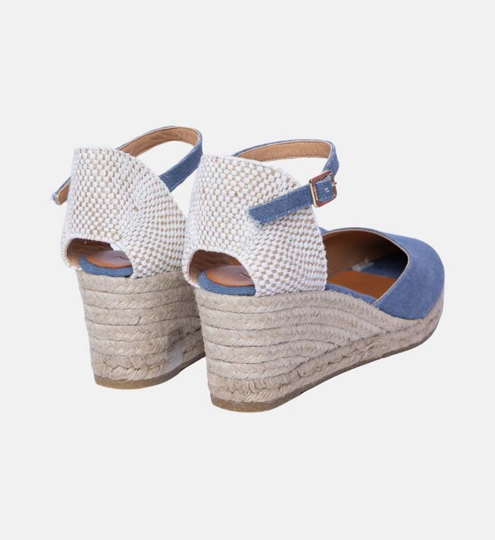 حذاء إسبادريل لورا جلد بكعب ويدج دنيم