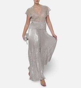 Blue For Burgundy Metallic Chevron-style Column-cut Maxi Skirt, Model View